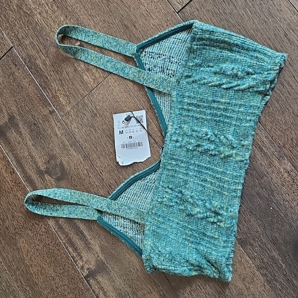 Zara Green Ribbed Knit Bralette Coord Set (Bralette ONLY) Size Medium NWT - Picture 9 of 10